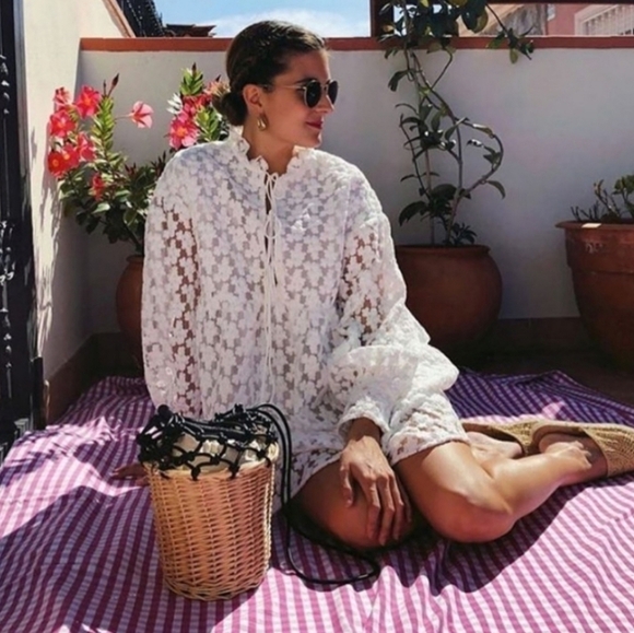 Zara Textured Weave Mini White Dress NWT - Picture 7 of 8